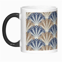 Vintage Scallop Beige Blue Pattern Morph Mugs by snowwhitegirl