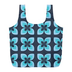 Retro Flower Blue Full Print Recycle Bag (l) by snowwhitegirl