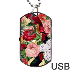 Tropical Bird Floral Dog Tag Usb Flash (one Side) by snowwhitegirl