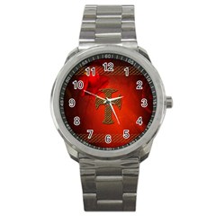 Wonderful Celtic Cross On Vintage Background Sport Metal Watch by FantasyWorld7