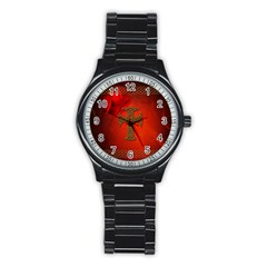 Wonderful Celtic Cross On Vintage Background Stainless Steel Round Watch by FantasyWorld7