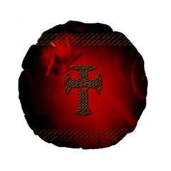 Wonderful Celtic Cross On Vintage Background Standard 15  Premium Flano Round Cushions by FantasyWorld7