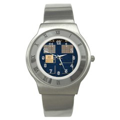 Tardis Poster Stainless Steel Watch by Sudhe