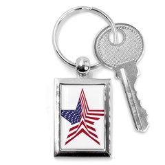 A Star With An American Flag Pattern Key Chains (rectangle)  by Sudhe