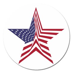 A Star With An American Flag Pattern Magnet 5  (round) by Sudhe