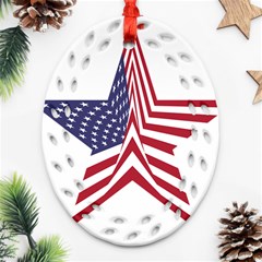 A Star With An American Flag Pattern Ornament (oval Filigree) by Sudhe
