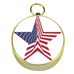 A Star With An American Flag Pattern Gold Compasses by Sudhe