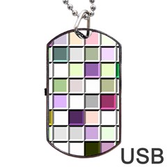 Color Tiles Abstract Mosaic Background Dog Tag Usb Flash (one Side) by Sudhe