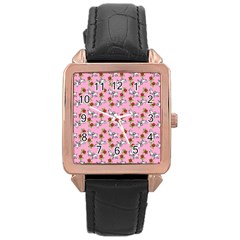 Lamb Pattern Pink Rose Gold Leather Watch  by snowwhitegirl