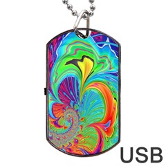 Fractal Art Psychedelic Fantasy Dog Tag Usb Flash (one Side) by Sudhe