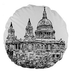 Line Art Architecture Church Large 18  Premium Flano Round Cushions by Sudhe