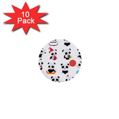 Giant Panda Bear Cuteness 1  Mini Buttons (10 Pack)  by Sudhe