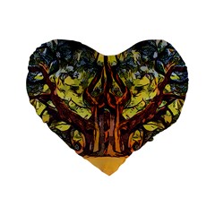 Tree Monster Maestro Landscape Standard 16  Premium Flano Heart Shape Cushions by Pakrebo