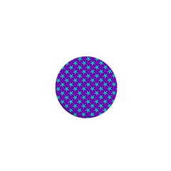 Turquoise Stars Pattern On Purple 1  Mini Buttons by BrightVibesDesign