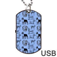 Dog Pattern Blue Dog Tag Usb Flash (two Sides) by snowwhitegirl