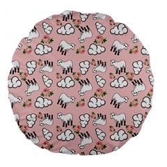 Vintage Lamb Pattern Pink Large 18  Premium Round Cushions by snowwhitegirl
