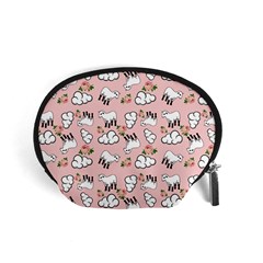 Vintage Lamb Pattern Pink Accessory Pouch (small) by snowwhitegirl