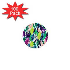 Leaves Drawing Pattern Nature 1  Mini Buttons (100 Pack)  by Pakrebo