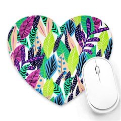 Leaves Drawing Pattern Nature Heart Mousepads by Pakrebo