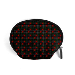 Roses Black Plaid Accessory Pouch (small) by snowwhitegirl