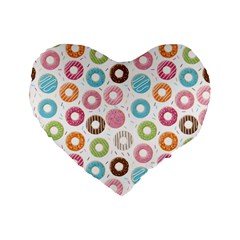 Donut Pattern With Funny Candies Standard 16  Premium Heart Shape Cushions by genx