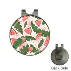 Tropical Watermelon Leaves Pink And Green Jungle Leaves Retro Hawaiian Style Hat Clips With Golf Markers by genx