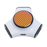 Pink Stars Pattern On Yellow 3-Port USB Hub Front