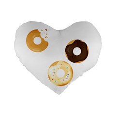 Donuts Pattern With Bites 3xframe Donuts Pattern With Bites Dark Brown Background Onlydonuts Pattern With Bites Brown And Beige Chocolate Doughnuts Standard 16  Premium Heart Shape Cushions by genx