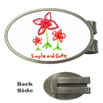 Flowers And Cute Phrase Pencil Drawing Money Clips (Oval)  Front