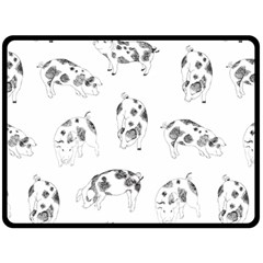 Pigs Handrawn Black And White Square13k Black Pattern Skull Bats Vintage K Fleece Blanket (large)  by genx