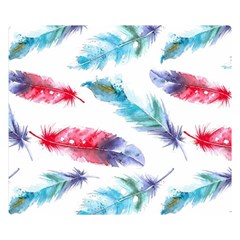Feathers Boho Style Purple Red And Blue Watercolor Double Sided Flano Blanket (small)  by genx