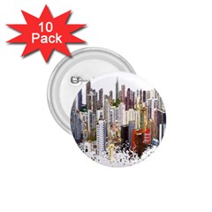 Hong Kong Skyline Watercolor Painting Poster 1 75  Buttons (10 Pack) by Sudhe