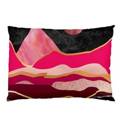 Pink And Black Abstract Mountain Landscape Pillow Case (two Sides) by charliecreates
