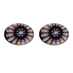 Rosette Stained Glass Window Church Cufflinks (oval) by Pakrebo