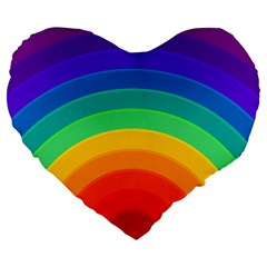 Rainbow Background Colorful Large 19  Premium Flano Heart Shape Cushions by HermanTelo