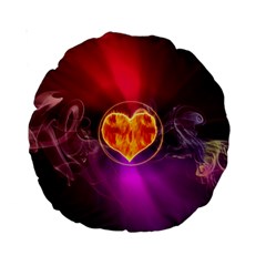 Flame Heart Smoke Love Fire Standard 15  Premium Round Cushions by HermanTelo