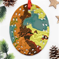 Map Geography World Yellow Ornament (oval Filigree) by HermanTelo