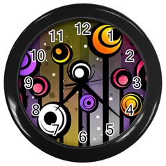 Abstract Flora Pinks Yellows Wall Clock (black) by Pakrebo