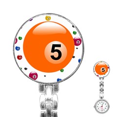 Billiard Ball Ball Game Pink Orange Stainless Steel Nurses Watch by HermanTelo