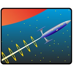 Rocket Spaceship Space Galaxy Double Sided Fleece Blanket (medium)  by HermanTelo