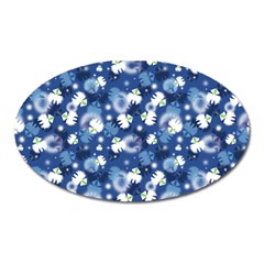 White Flowers Summer Plant Oval Magnet by HermanTelo