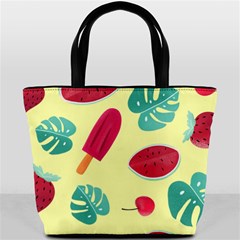 Watermelon Leaves Strawberry Bucket Bag by Pakrebo