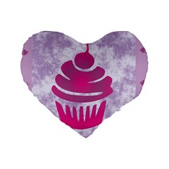 Cupcake Food Purple Dessert Baked Standard 16  Premium Heart Shape Cushions by HermanTelo