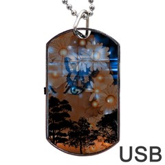 Landscape Woman Magic Evening Dog Tag Usb Flash (one Side) by HermanTelo