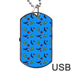 Halloween Witch Pattern Blue Dog Tag Usb Flash (one Side) by snowwhitegirl
