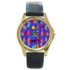 Background Stones Jewels Round Gold Metal Watch by HermanTelo
