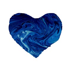 Blue Pattern Texture Art Standard 16  Premium Flano Heart Shape Cushions by HermanTelo
