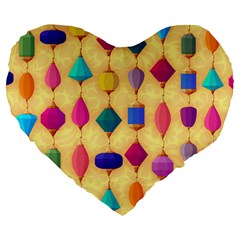 Colorful Background Stones Jewels Large 19  Premium Flano Heart Shape Cushions by HermanTelo