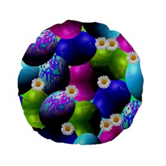 Eggs Happy Easter Standard 15  Premium Round Cushions by HermanTelo