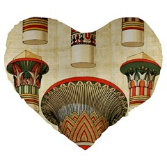 Egyptian Architecture Column Large 19  Premium Flano Heart Shape Cushions by Sapixe